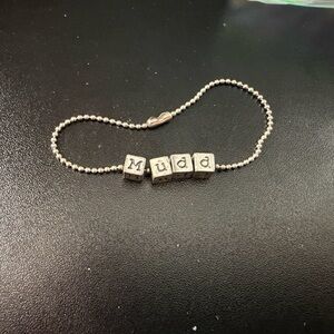 Silver Beaded Bracelet with Letter Cube Charms